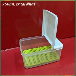 hộp nhựa đựng thực phẩm của Nhật nắp mở đứng. 750ml, 15x10,5cm cao 7,5cm. D307