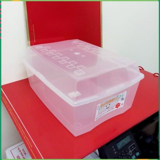 Bộ 3 hộp nhựa đựng đồ trong suốt có nắp, hình thang, cỡ giấy photo A4. K967x3