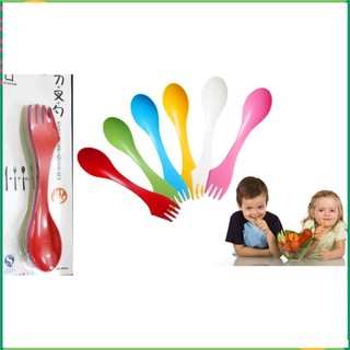 Bộ 6 cái muỗng nĩa dao nhựa cao cấp 3 trong 1. G30-3