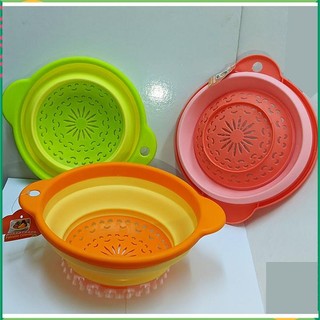 Rổ nhựa, rổ cao su silicon tròn, xếp gọn thành dĩa tròn đựng rau củ trái cây, đường kính 20cm cao 8,5cm. D067