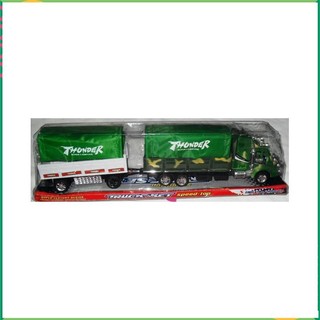 đồ chơi xe tải dài 45cm chạy trớn, 2 toa có mui phủ vải bạt thật, 318-3-X