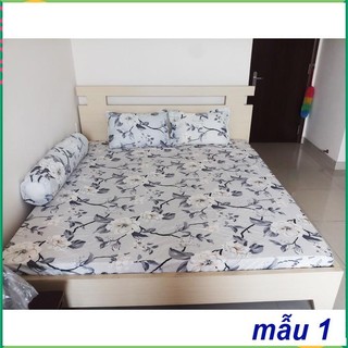 Bộ drap ga giường cotton 1m6x2m hay 1m8x2m dùng cho nệm cao tối đa 20cm và 2 vỏ gối đầu, 1 gối ôm. V774