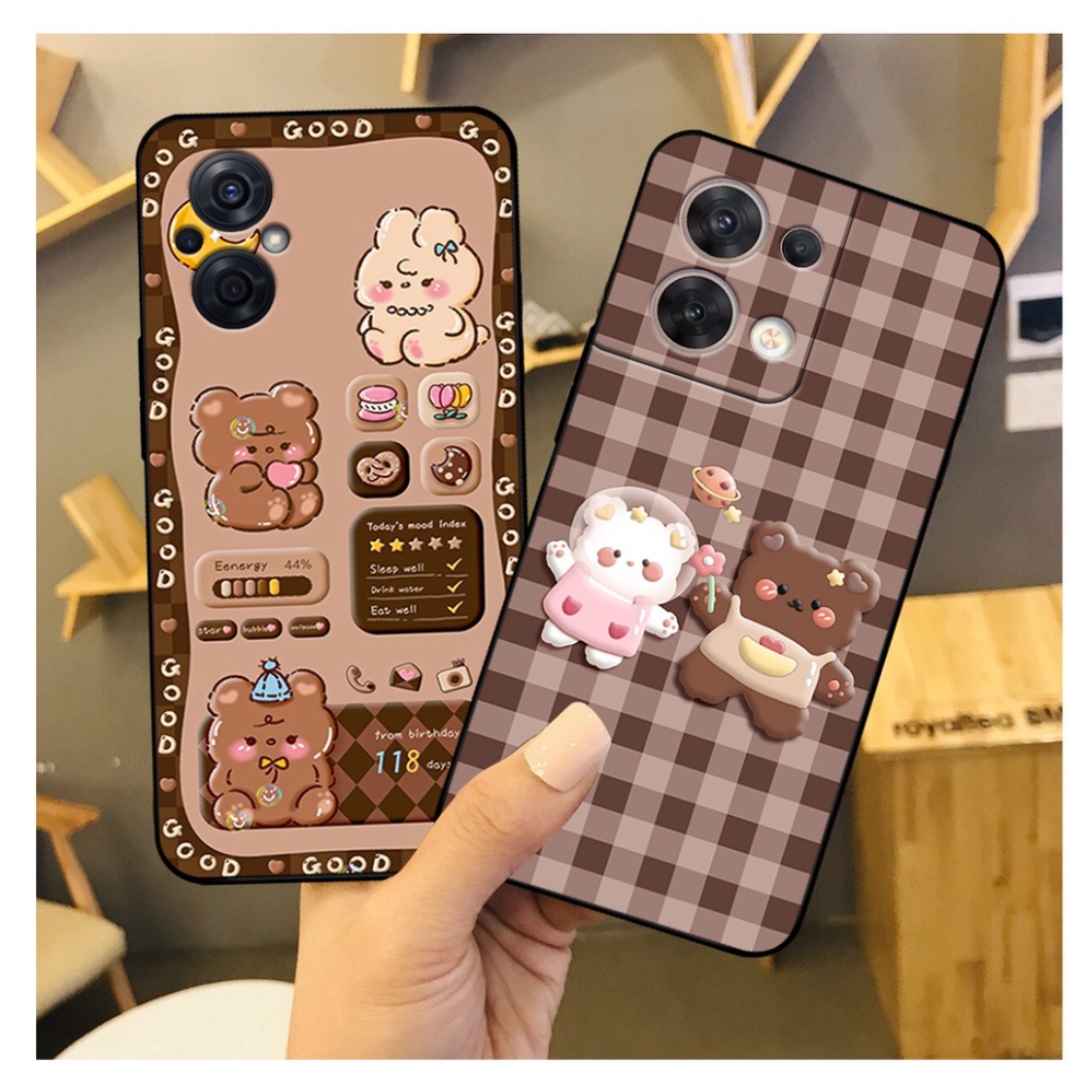 Ốp lưng Oppo  Reno 7 Z 5G / Reno 8 4G / Reno 8Z 5G / Reno 8 5G / 8T  hình gấu nâu đáng yêu siêu đẹp mẫu mới 2023