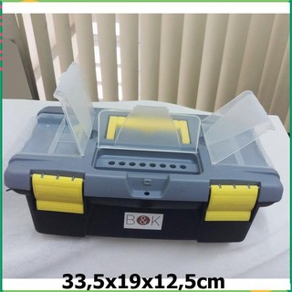 Hộp nhựa đựng dụng cụ nhiều ngăn, có khóa cài và quai xách của Thái Lan. size trung BK13