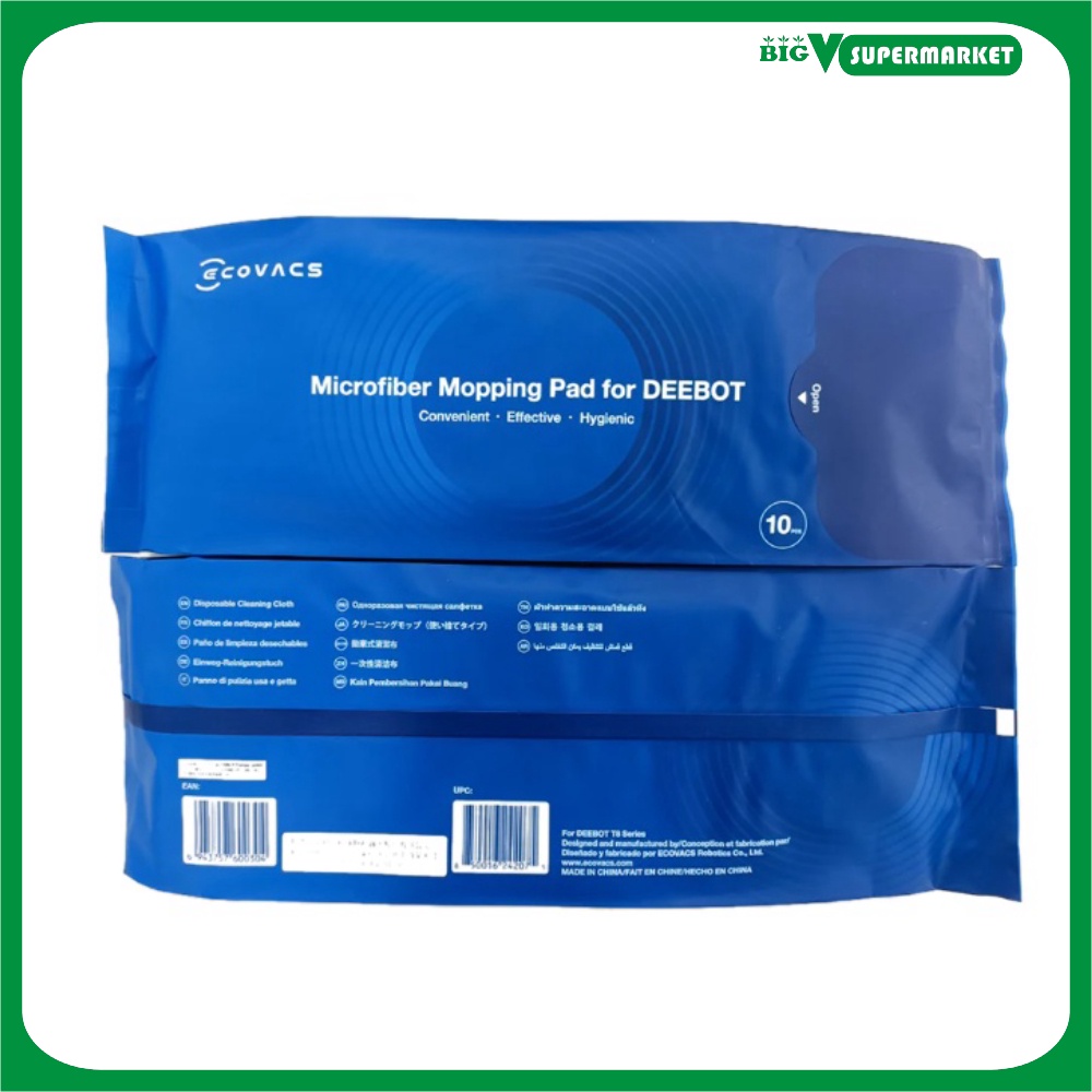 Túi 10 Khăn Lau Rung Chính Hãng Robot Hút Bụi Ecovacs Deebot T8, T8 Aivi, T8 Power, T8 Max, T9, T8 Plus T9 Plus, T9 Aivi