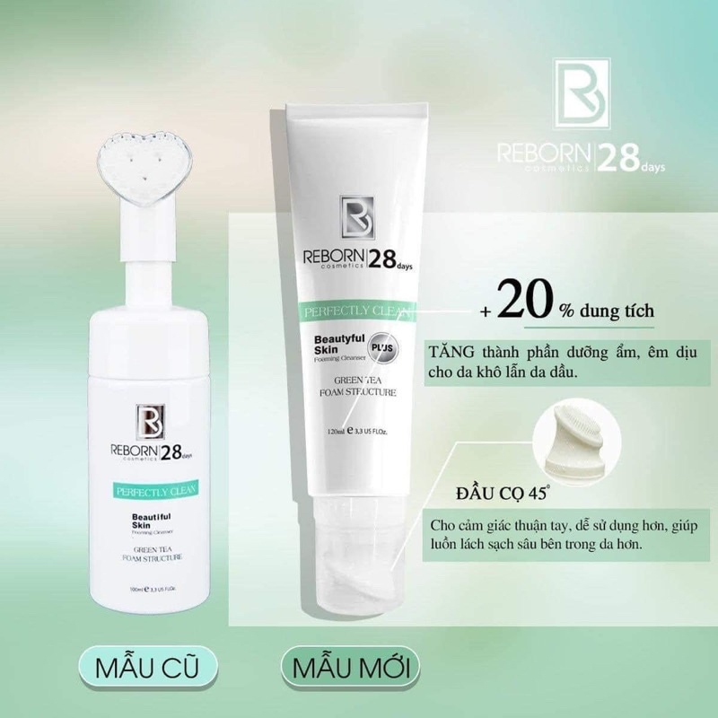 { Chính Hãng } Sữa rửa mặt Trà xanh - cleansing milk REBORN 120ml