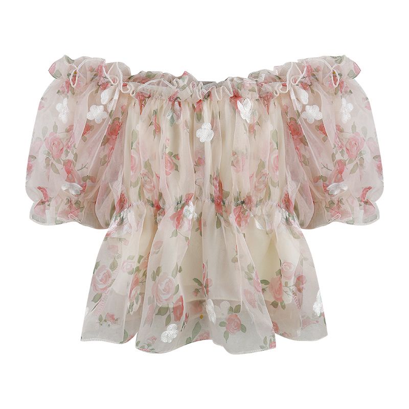 Áo Kiểu Tay Phồng Trễ Vai Ôm Dáng Phong Cách Ngọt Ngào Kiểu Mới