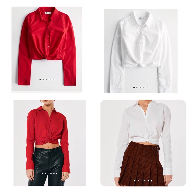 Sơ mi kiểu Hollister đỏ,trắng Xs có sẵn