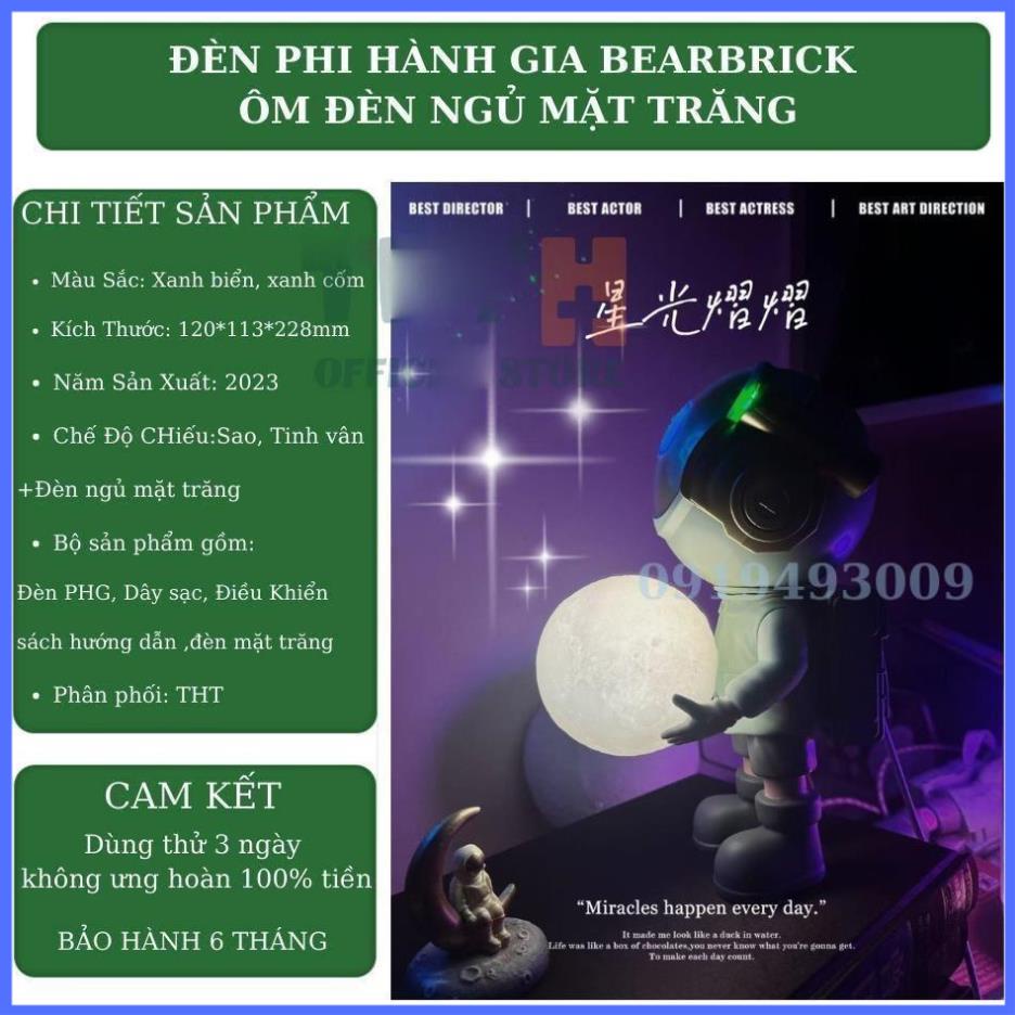 Đèn phi hành gia BearBrick ôm Mặt Trăng chiếu thiên hà sao - Decor nhà đèn sự kiện đèn ngủ  đèn vũ trường HN SHOP