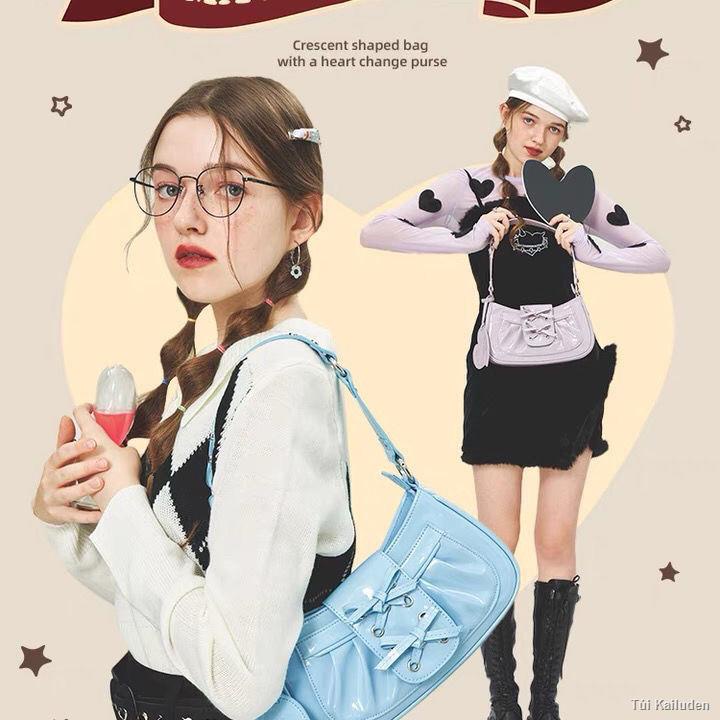 🎀VANWAL ma thuật ban đầu cô gái tương lai túi sát nách đeo vai bằng da sáng chế túi gấp tình yêu