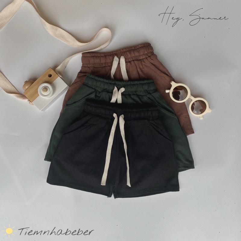 Quần đùi trơn mặc hè cho bé, quần cotton hè cho bé, quần short hè cho bé