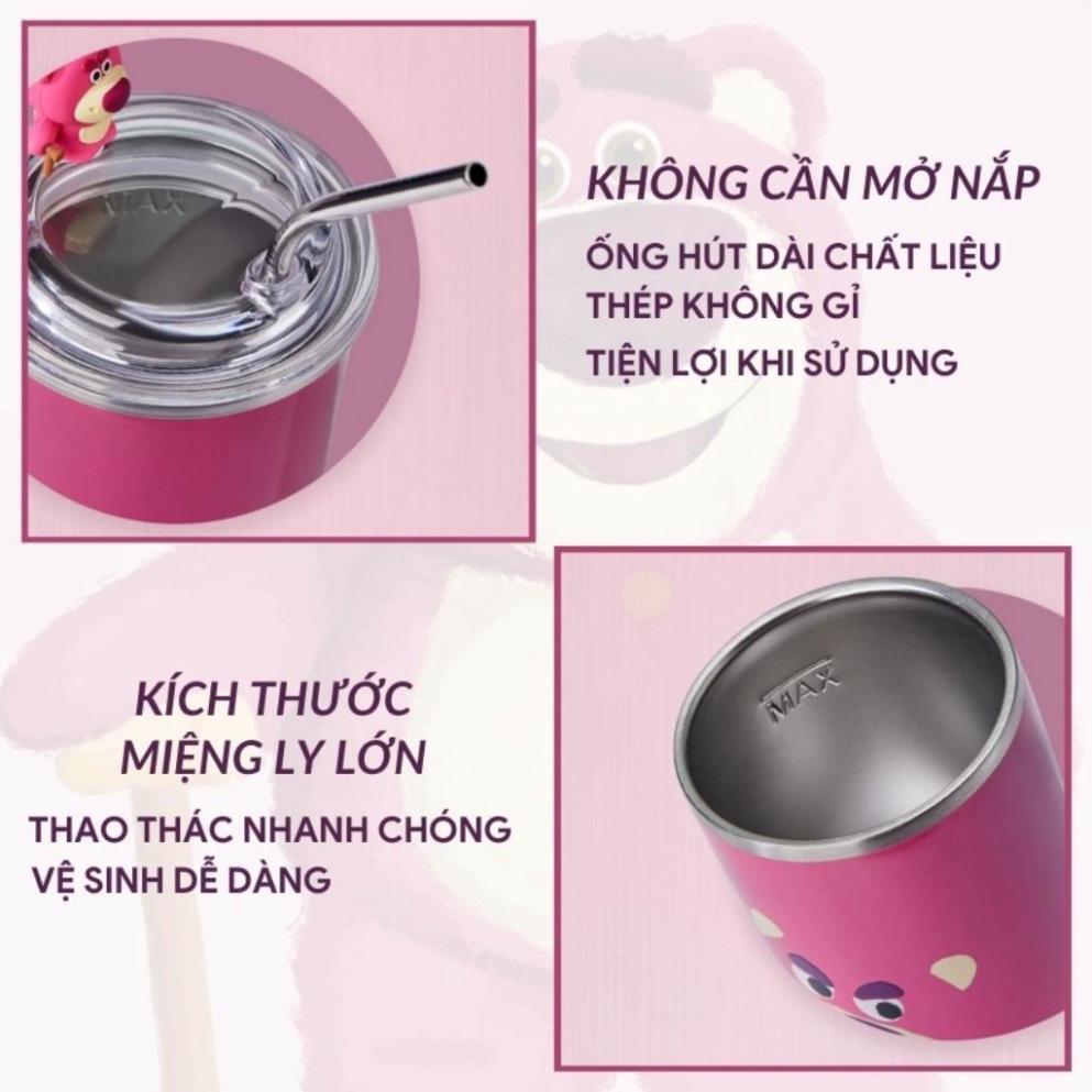 Cốc Giữ Nhiệt 6H Gấu Dâu Losto 450ml Inox 304 Kèm Ống Hút [KHÔNG RỈ] - Cốc Gấu Dâu Hottrend Tiện Dụng, Bình Giữ Nhiệt | BigBuy360 - bigbuy360.vn