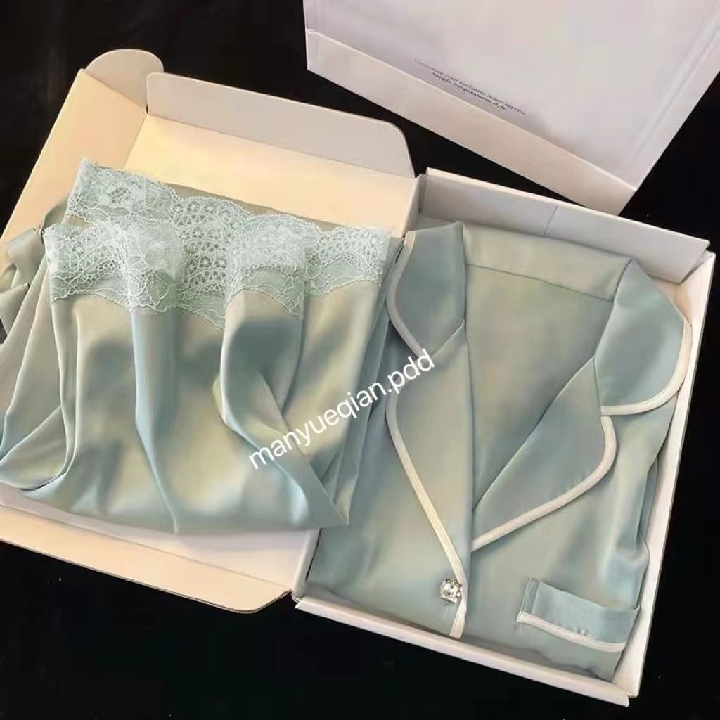 Hàng Mới Về Bộ Đồ Ngủ Bằng Lụa Lạnh Cao Cấp Tay Ngắn Phong Cách Mới Dành Cho Nữ Mặc Ở Nhà Mùa Hè