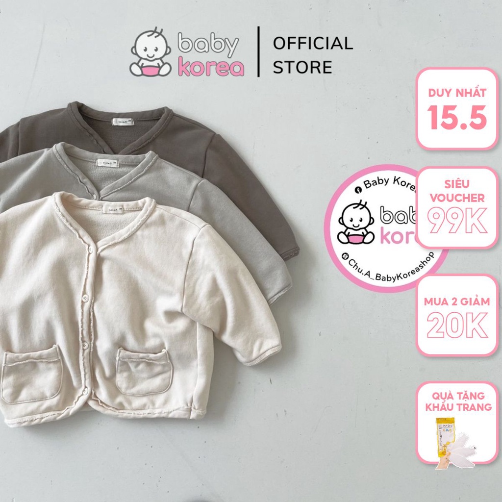 Áo khoác, áo cardigan nỉ da cá thu đông BELLA made in Korea cho bé từ 6-13kg thời trang trẻ em BABYKOREA