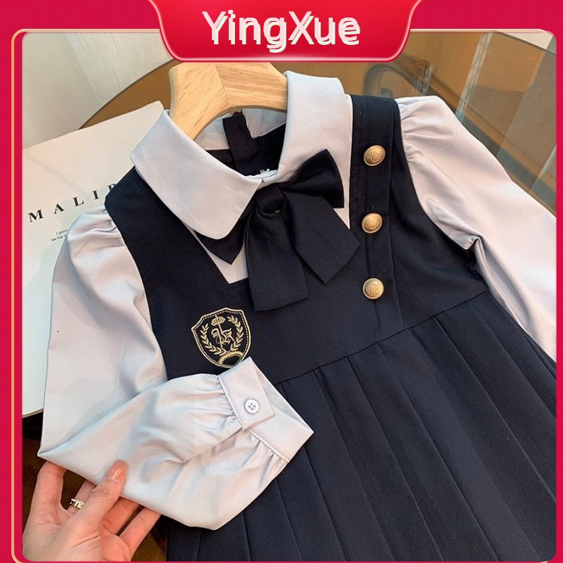 【Giao Hàng Miễn Phí】 2023 Đồng Phục Cô Gái Mới Jk Phong Cách Anh Bộ đồ Dài Tay Hợp Thời Trang Váy Kho Báu Nữ
