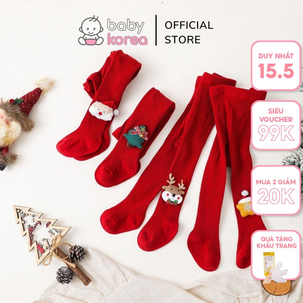 Quần tất, quần legging liền bàn Noel Giáng Sinh co giãn 4 chiều dày dặn và ấm áp made in Korea thời trang trẻ em