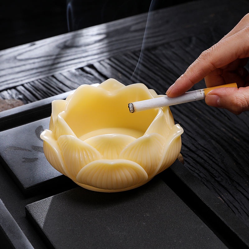 Gạt Tàn Thuốc Bằng Gốm Sứ Hình Hoa Sen Có Nắp Đậy Chống Khói