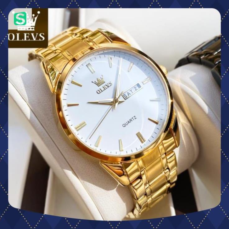 Đồng hồ quartz OLEVS 6898G dây thép không gỉ dạ quang chống nước chính hãng cho nam