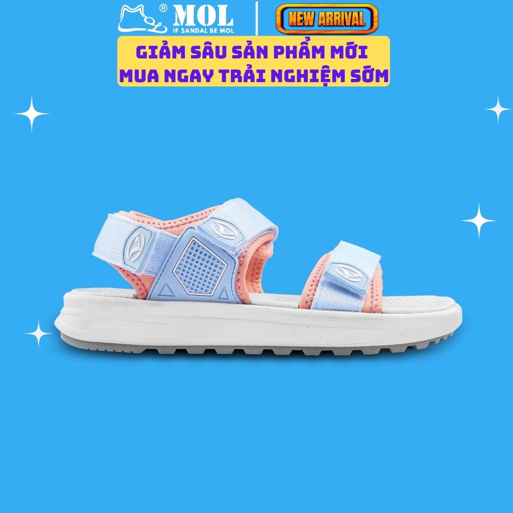 Sandal nữ Rova 2 quai ngang RV2205P màu xanh phối hồng