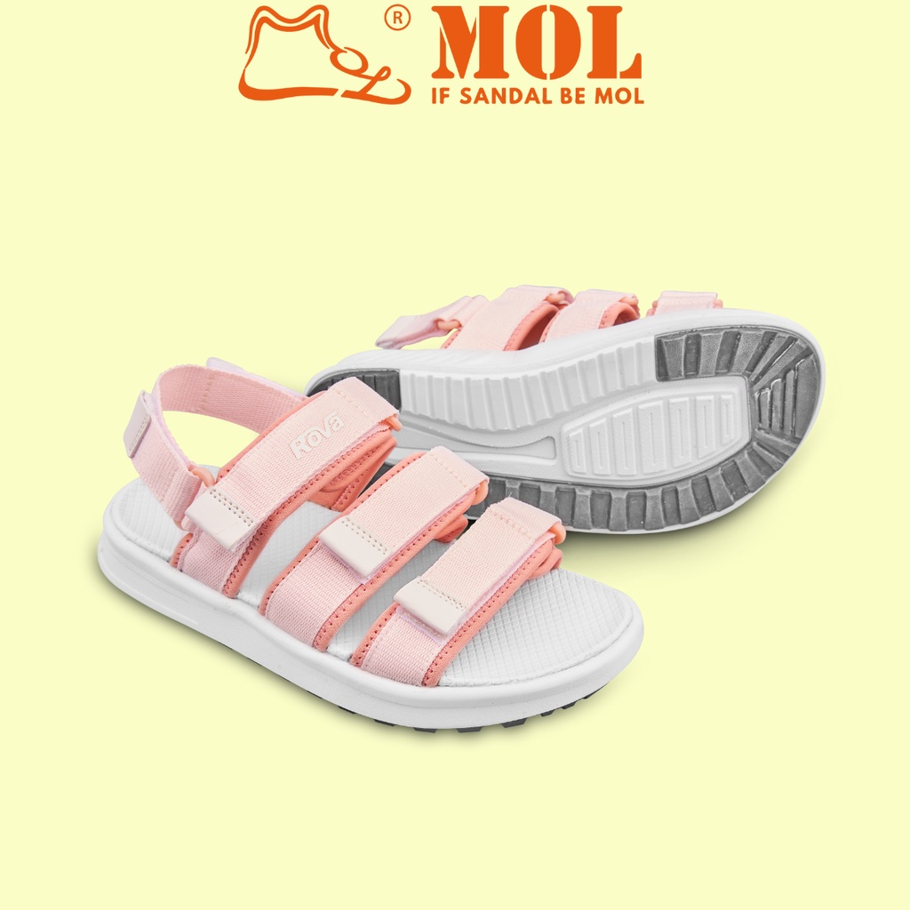 Sandal nữ Rova 3 quai ngang RV975P màu hồng