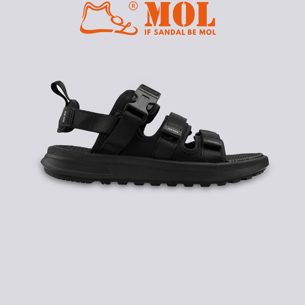 Sandal nam nữ unisex Rova 3 quai ngang RV3408BB màu đen