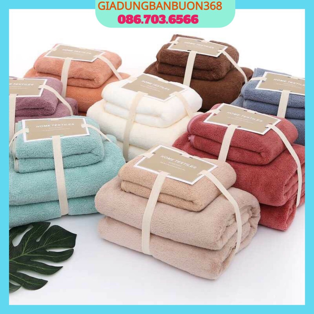 Set 2 Khăn Tắm và Khăn Mặt Sợi Tre Hàng Xuất Nhật, Combo 2 Khăn Tắm Sợi Tre Cao Cấp, AD