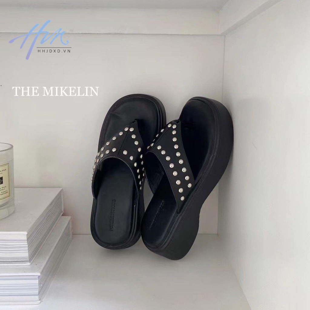 Dép Xỏ Ngón Đế Dày Màu Đen / Bạc Phong Cách Hàn Quốc Thời Trang 2023