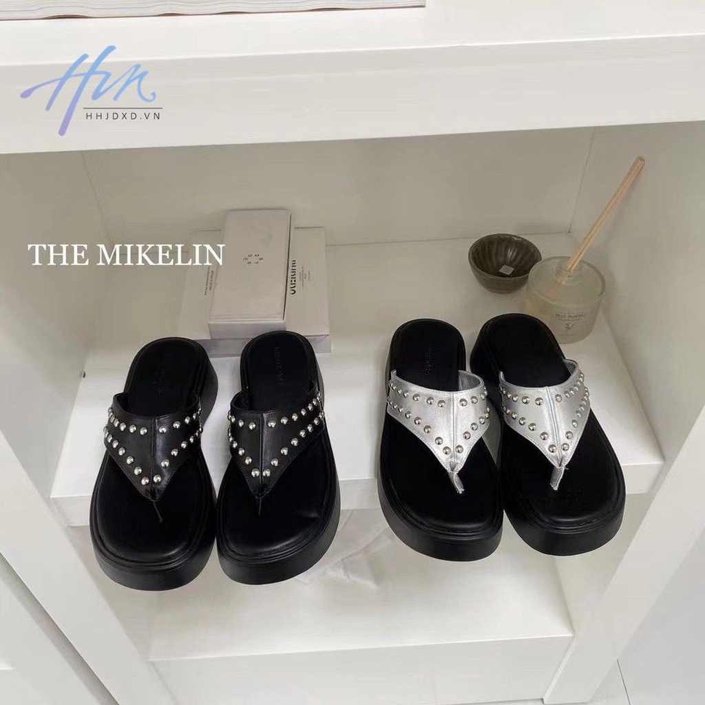 Dép Xỏ Ngón Đế Dày Màu Đen / Bạc Phong Cách Hàn Quốc Thời Trang 2023
