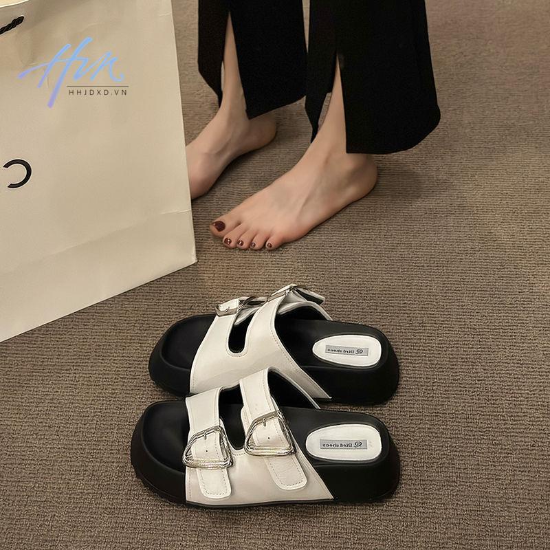 Dép Sandal Hở Ngón Đế Dày Quai Ngang Thời Trang Mùa Hè Hàn Quốc 2023 Mới