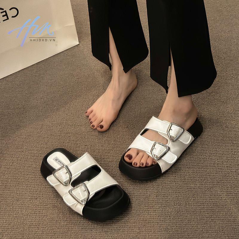 Dép Sandal Hở Ngón Đế Dày Quai Ngang Thời Trang Mùa Hè Hàn Quốc 2023 Mới