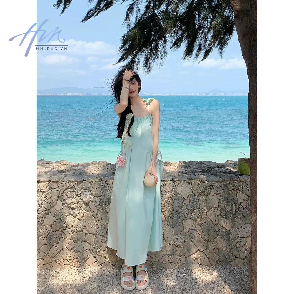 Đầm Dài Đi Biển Mùa Hè Hai Dây Thiết Kế Cao Cấp Phong Cách Pháp Kiểu Mới Cho Nữ