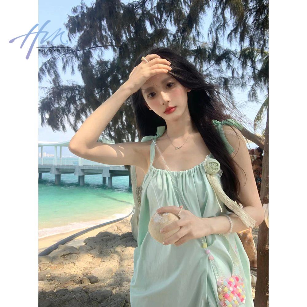 Đầm Dài Đi Biển Mùa Hè Hai Dây Thiết Kế Cao Cấp Phong Cách Pháp Kiểu Mới Cho Nữ