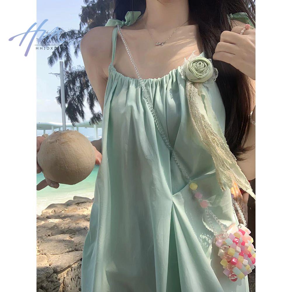 Đầm Dài Đi Biển Mùa Hè Hai Dây Thiết Kế Cao Cấp Phong Cách Pháp Kiểu Mới Cho Nữ