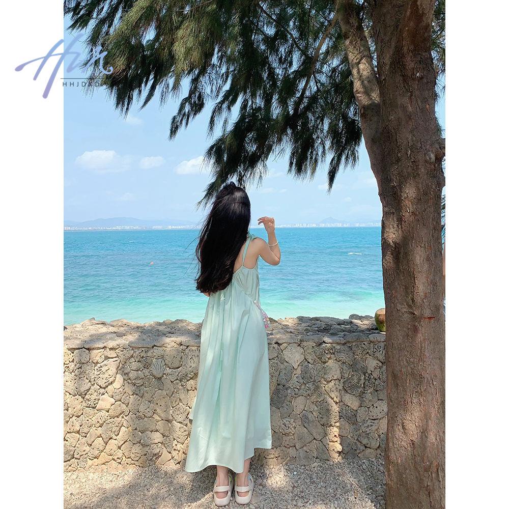 Đầm Dài Đi Biển Mùa Hè Hai Dây Thiết Kế Cao Cấp Phong Cách Pháp Kiểu Mới Cho Nữ