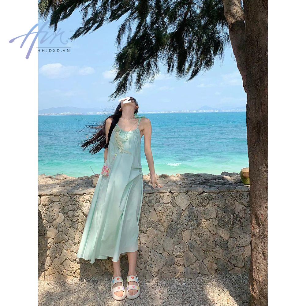 Đầm Dài Đi Biển Mùa Hè Hai Dây Thiết Kế Cao Cấp Phong Cách Pháp Kiểu Mới Cho Nữ