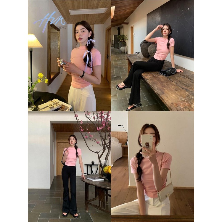 Áo Thun Tay Ngắn Hở Vai Màu Đen Thời Trang Mùa Hè Dành Cho Nữ