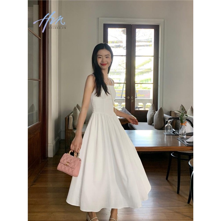Đầm Dài Không Tay Ôm Eo Màu Trắng Phong Cách Mới 2023