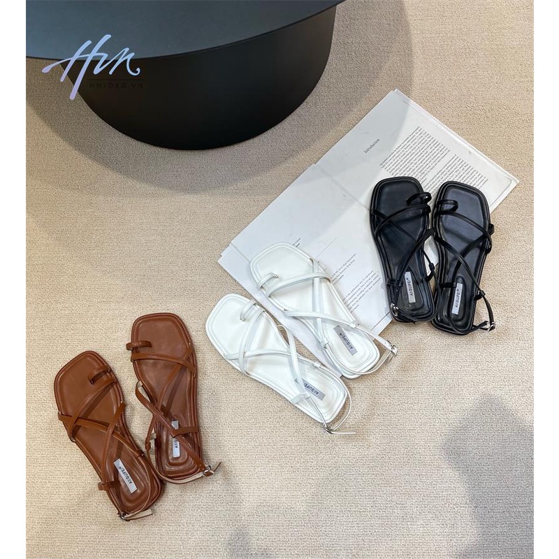 Giày Sandal Đế Bằng Hở Ngón Quai Cài Khóa Thời Trang Mùa Hè 2023 Phong Cách Roman Cho Nữ