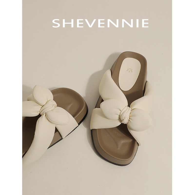 Giày Sandal Đế Dày Tăng Chiều Cao Đính Nơ Phong Cách Retro Mùa Hè 2023
