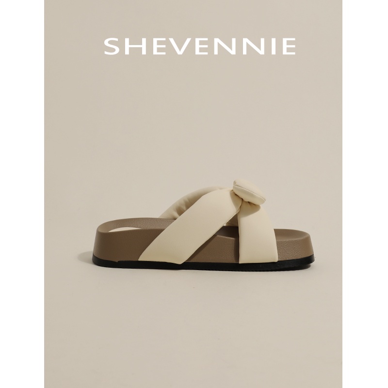 Giày Sandal Đế Dày Tăng Chiều Cao Đính Nơ Phong Cách Retro Mùa Hè 2023