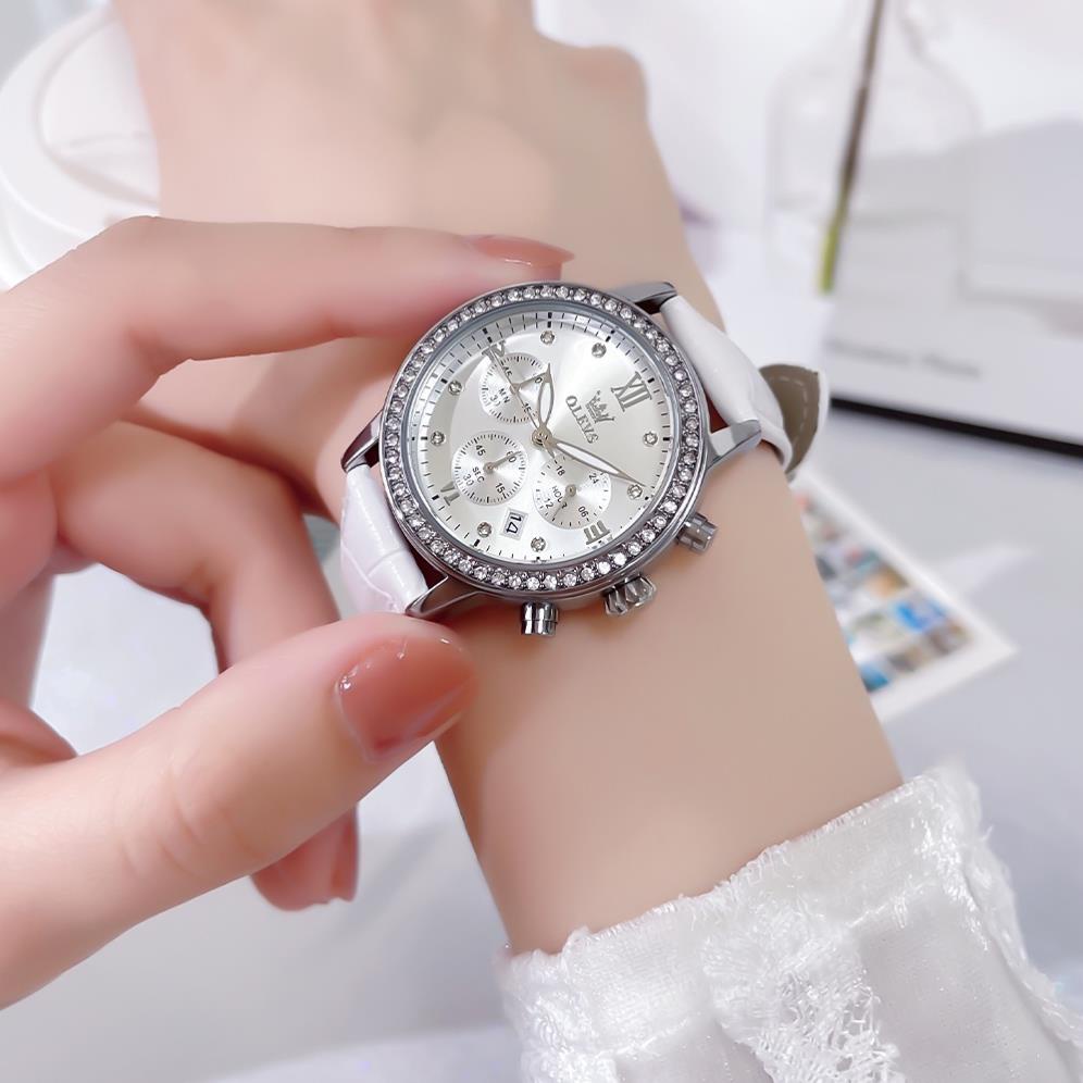 [GIÁ TỐT]OLEVS 9933 Đồng hồ nữ dây da chính hãng đa chức năng lịch ngày 3 mắt 6 kim chronograph,chống nước dạ quang | BigBuy360 - bigbuy360.vn