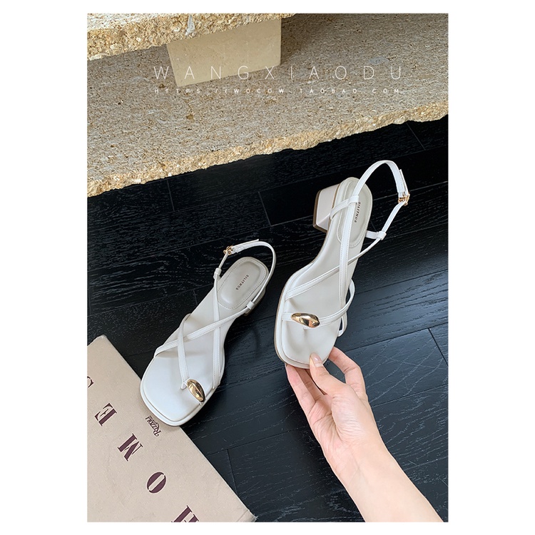 Giày Sandal Cao Gót Hở Ngón Thời Trang Mùa Hè 2023 Màu Đen Cho Nữ