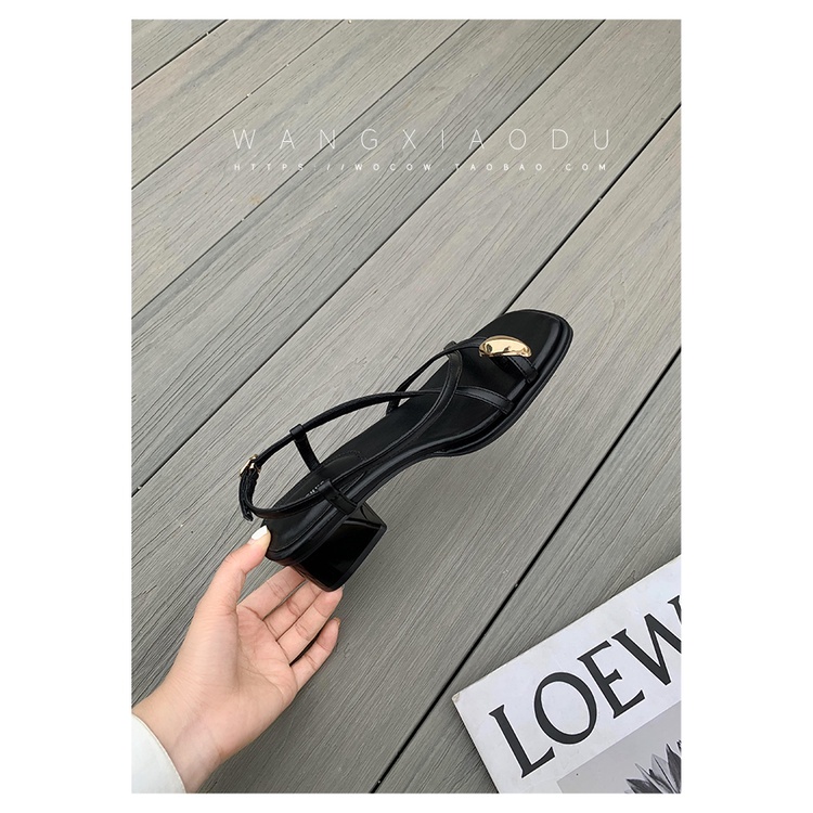 Giày Sandal Cao Gót Hở Ngón Thời Trang Mùa Hè 2023 Màu Đen Cho Nữ