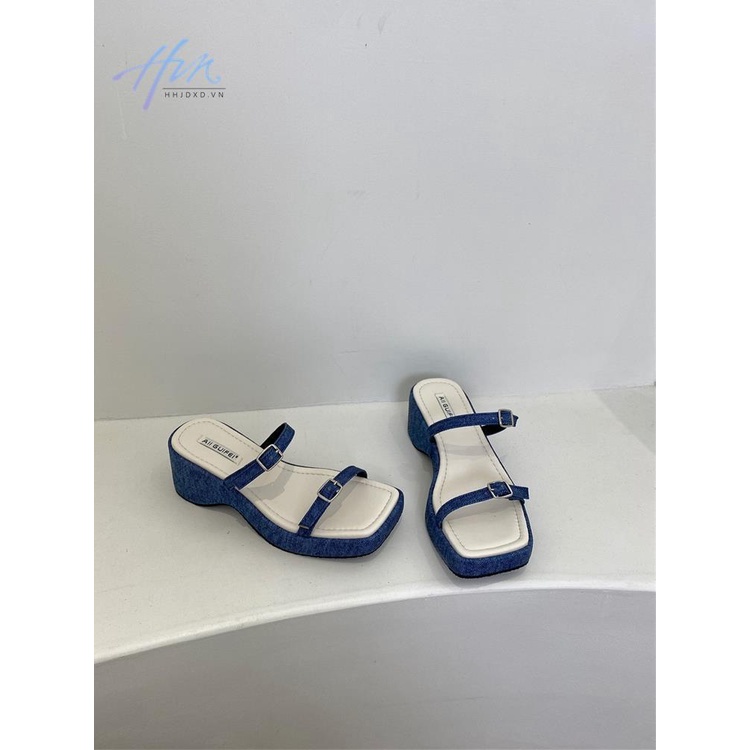 Dép Sandal Đế Dày Tăng Chiều Cao Chống Trượt Phong Cách Pháp Thời Trang Mùa Hè 2023