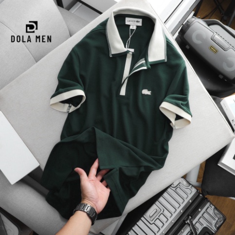 Áo Thun Nam Polo Cá Sấu LACOSTE Phối Cổ France Hàng Xuất Xịn - vải rũ mềm mại cao cấp dáng dài nhẹ mát Có Big Size