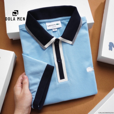 Áo Thun Nam Polo Cá Sấu LACOSTE Phối Cổ France Hàng Xuất Xịn - vải rũ mềm mại cao cấp dáng dài nhẹ mát Có Big Size
