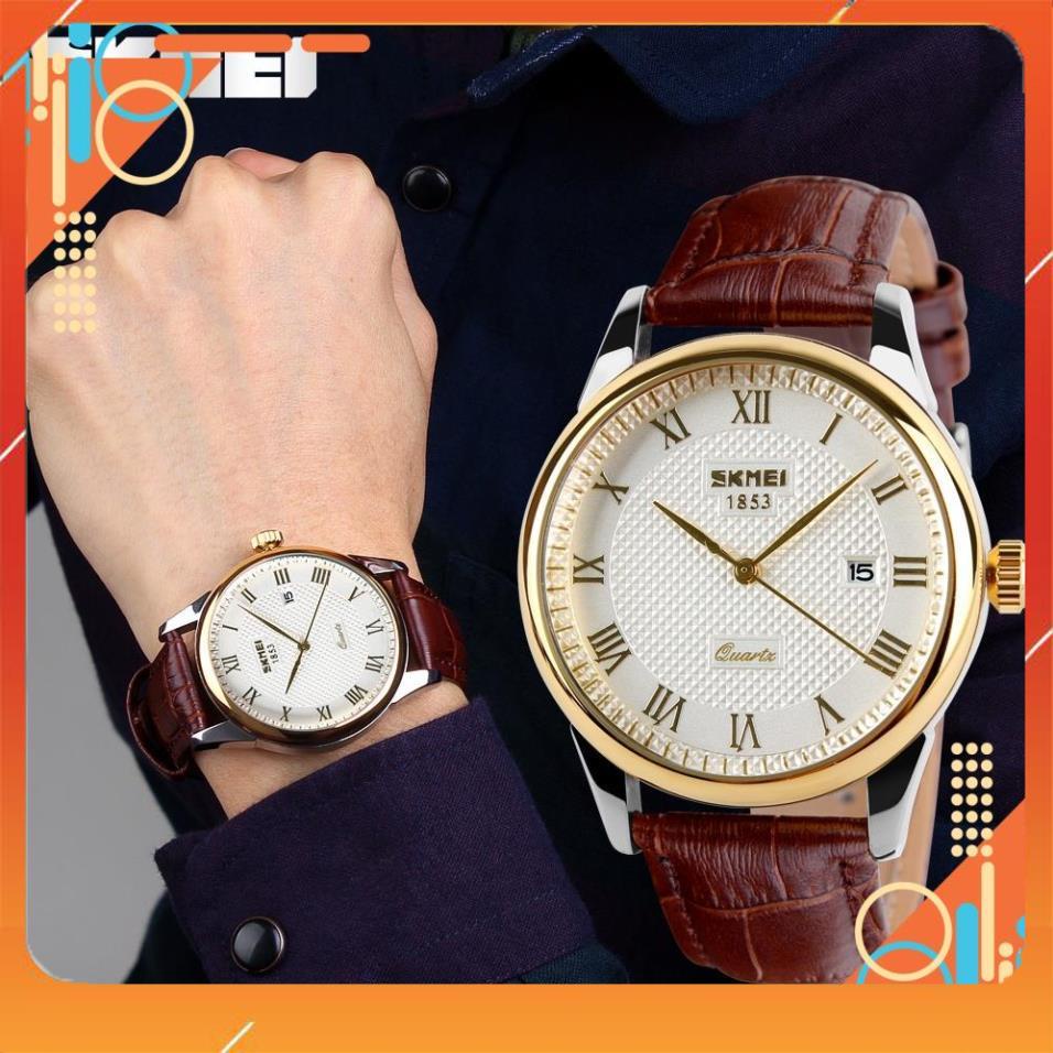 Đồng hồ nam dây da SKMIE,Doanh nhân Đồng hồ thạch anh Thời trang mới Dây da không thấm nước,BH 12 tháng