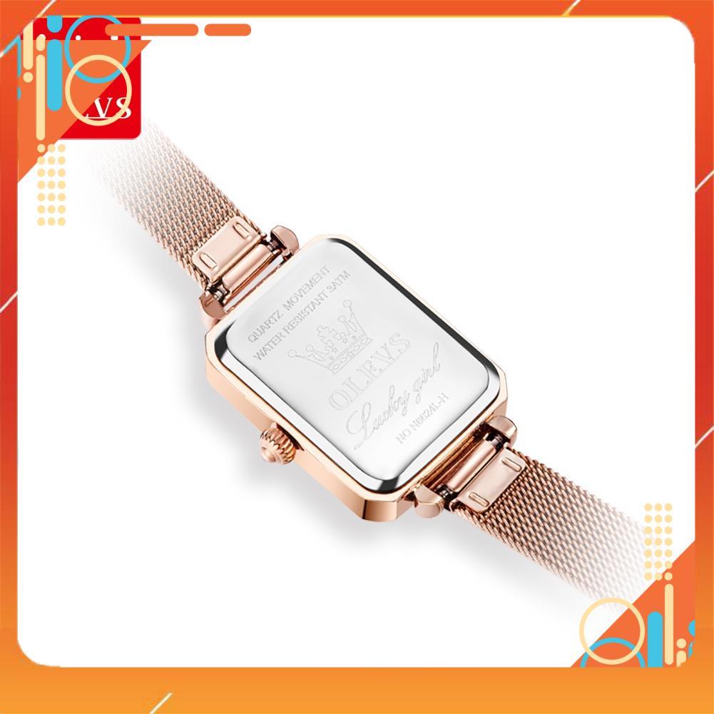 Đồng Hồ OLEVS 6624 Dây Da/Thép Không Gỉ chống vô nước Mặt Vuông Giá Rẻ Thời Trang Thanh Lịch Cho Nữ