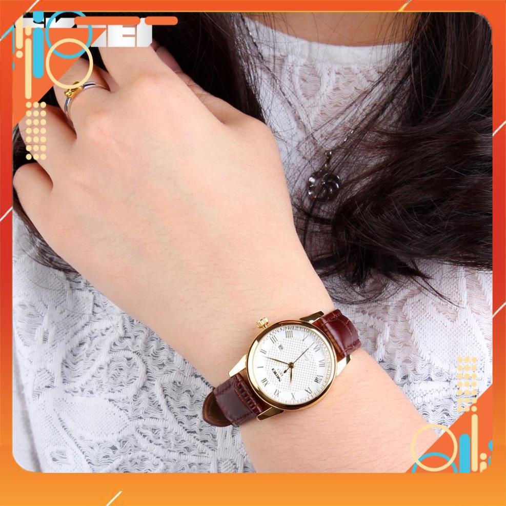 Đồng hồ nữ dây da SKMIE,Doanh nhân Đồng hồ thạch anh Thời trang mới Dây da không thấm nướC,BH 12 tháng