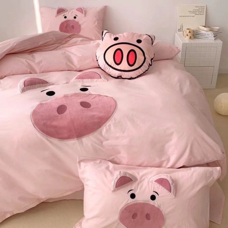 Bộ chăn ga gối Cotton Linen Disney hoạt hình cho bé tặng kèm gối trang trí, chăn ga gối cotton linen cho bé